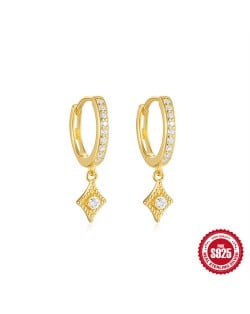 Silver Jewelry Cubic Zirconia Rhomboid Pendant Wholesale Women  925 Sterling Silver Earrings - NO.1