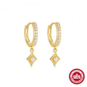Silver Jewelry Cubic Zirconia Rhomboid Pendant Wholesale Women  925 Sterling Silver Earrings - NO.1