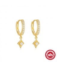 Silver Jewelry Cubic Zirconia Rhomboid Pendant Wholesale Women  925 Sterling Silver Earrings - NO.1