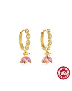 Silver Jewelry Pink Leaves Cubic Zirconia Pendant Wholesale Women  925 Sterling Silver Earrings - NO.2