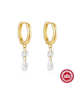 Silver Jewelry Bling Water Drop Pendant Wholesale Women 925 Sterling Silver Earrings - NO.5