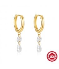 Silver Jewelry Bling Water Drop Pendant Wholesale Women 925 Sterling Silver Earrings - NO.5