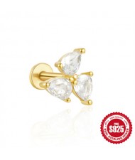 (15 Options) 1 Piece Unique Design Cubic Zirconia Fashion Wholesale Women Jewelry 925 Sterling Silver Ear Stud