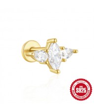 (15 Options) 1 Piece Unique Design Cubic Zirconia Fashion Wholesale Women Jewelry 925 Sterling Silver Ear Stud