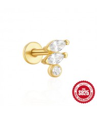 (15 Options) 1 Piece Unique Design Cubic Zirconia Fashion Wholesale Women Jewelry 925 Sterling Silver Ear Stud