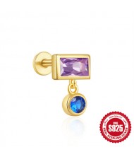 (15 Options) 1 Piece Unique Design Cubic Zirconia Fashion Wholesale Women Jewelry 925 Sterling Silver Ear Stud