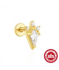 (15 Options) 1 Piece Unique Design Cubic Zirconia Fashion Wholesale Women Jewelry 925 Sterling Silver Ear Stud