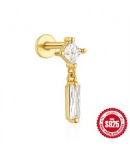 (15 Options) 1 Piece Unique Design Cubic Zirconia Fashion Wholesale Women Jewelry 925 Sterling Silver Ear Stud