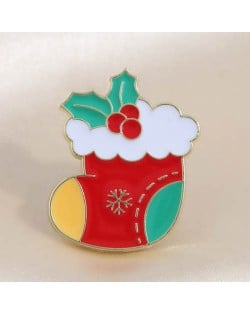 Christmas Theme Cartoon Sock Oil-spot Glaze High Fashion Brooch