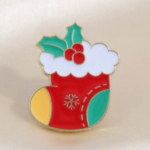 Christmas Theme Cartoon Sock Oil-spot Glaze High Fashion Brooch