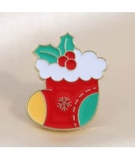 Christmas Theme Cartoon Sock Oil-spot Glaze High Fashion Brooch