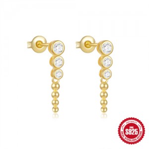 Fine Jewelry Cubic Zirconia Size Gradient Pendant Wholesale Women 925 Sterling Silver Earrings