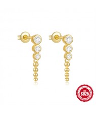 Fine Jewelry Cubic Zirconia Size Gradient Pendant Wholesale Women 925 Sterling Silver Earrings