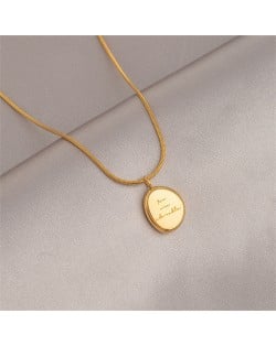 Popular Business Style Bean Shape Pendant Fashionable Wholesale Women Titanium Steel Necklace