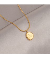 Popular Business Style Bean Shape Pendant Fashionable Wholesale Women Titanium Steel Necklace