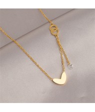 Golden Heart with Rhinestone Pendant Fashion Wholesale Women Titanium Steel Necklace