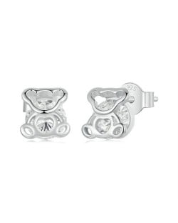 Fine Jewelry Cute Small Bear Design Ear Studs Wholesale Women 925 Sterling Silver Earrings