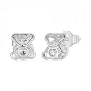 Fine Jewelry Cute Small Bear Design Ear Studs Wholesale Women 925 Sterling Silver Earrings