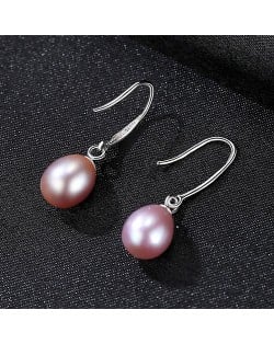 Fine Jewelry Fresh Water Pearl Pendant Wholesale Women 925 Sterling Silver Earrings - Purple