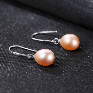 Fine Jewelry Fresh Water Pearl Pendant Wholesale Women 925 Sterling Silver Earrings - Pink
