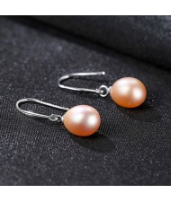 Fine Jewelry Fresh Water Pearl Pendant Wholesale Women 925 Sterling Silver Earrings - Pink