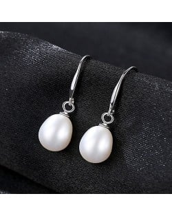 Fine Jewelry Fresh Water Pearl Pendant Wholesale Women 925 Sterling Silver Earrings - White
