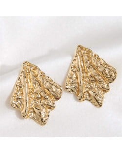 Geometric Fashion Golden Rhombus Coarse Design Wholesale Fashion Stainless Steel Earrings