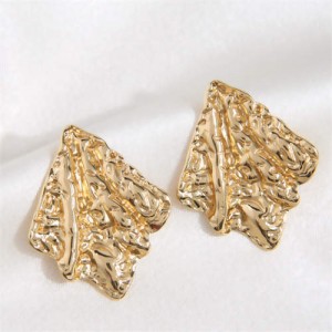 Geometric Fashion Golden Rhombus Coarse Design Wholesale Fashion Stainless Steel Earrings