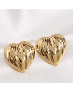 High Fashion Golden Heart Design Wholesale Fashion Stainless Steel Stud Earrings