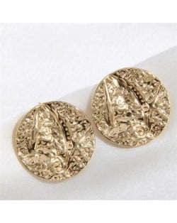 Golden Round Shape Design Wholesale Fashion Stainless Steel Stud Earrings
