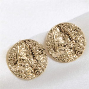 Golden Round Shape Design Wholesale Fashion Stainless Steel Stud Earrings