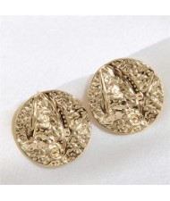 Golden Round Shape Design Wholesale Fashion Stainless Steel Stud Earrings
