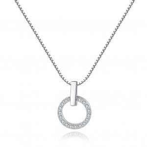 Silver Jewelry Simple Circle Pendant Wholesale Women 925 Sterling Silver Necklace