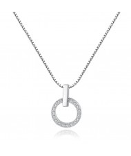 Silver Jewelry Simple Circle Pendant Wholesale Women 925 Sterling Silver Necklace