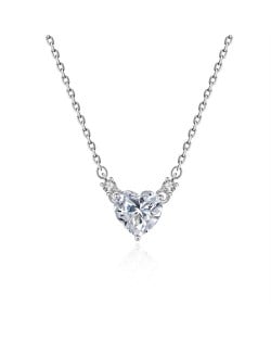 Silver Jewelry Cubic Zirconia Peach Heart Pendant Wholesale Women 925 Sterling Silver Necklace