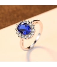 Silver Jewelry Blue Stone Inlaid Wholesale Women 925 Sterling Silver Sapphire Ring