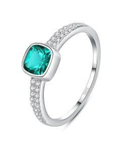 Silver Jewelry Cubic Zirconia Square Emerald Wholesale Women 925 Sterling Silver Ring