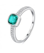 Silver Jewelry Cubic Zirconia Square Emerald Wholesale Women 925 Sterling Silver Ring