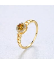 Silver Jewelry Opal Ronnd Face Wholesale Women 925 Sterling Silver Ring - Yellow