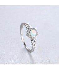 Silver Jewelry Opal Ronnd Face Wholesale Women 925 Sterling Silver Ring - White