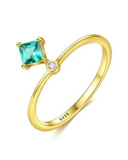 Silver Jewelry Unique Three-dimensional Design Wholesale Women Green Gem 925 Sterling Silver Ring