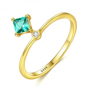 Silver Jewelry Unique Three-dimensional Design Wholesale Women Green Gem 925 Sterling Silver Ring