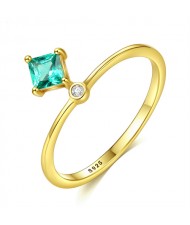 Silver Jewelry Unique Three-dimensional Design Wholesale Women Green Gem 925 Sterling Silver Ring