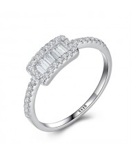 Silver Jewelry Simple Business Style Rectangle Surface Wholesale Women 925 Sterling Silver Ring