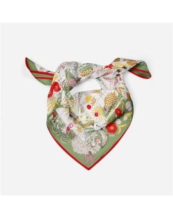 53*53 cm French Style  Animal and Flowers Pattern Fashion Wholesale Women Shawl Square Silk Scarf - Brown
