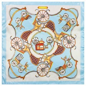 60*60 cm Europe Style Royal Carriage Pattern Fashion Wholesale Women Shawl Square Silk Scarf - Blue