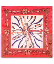 60*60 cm Europe Style Belt and Chain Pattern Fashion Wholesale Women Shawl Square Silk Scarf - Red