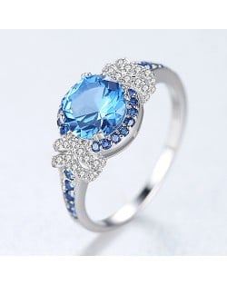 Silver Jewelry Blue Topaz Ring Wholesale Women 925 Sterling Silver Sapphire Ring