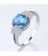 Silver Jewelry Blue Topaz Ring Wholesale Women 925 Sterling Silver Sapphire Ring