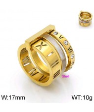 (3 Colors Available) U.S. Fashion Hollow-out Roman Alphabet Wide Plate Design Stainless Steel Ring